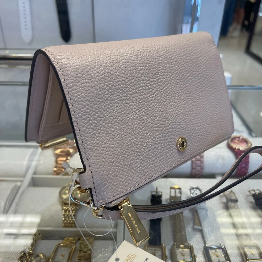 MICHAEL MICHAEL KORS Adele Leather Wallet Double Zip wristlet Soft Pink NWT